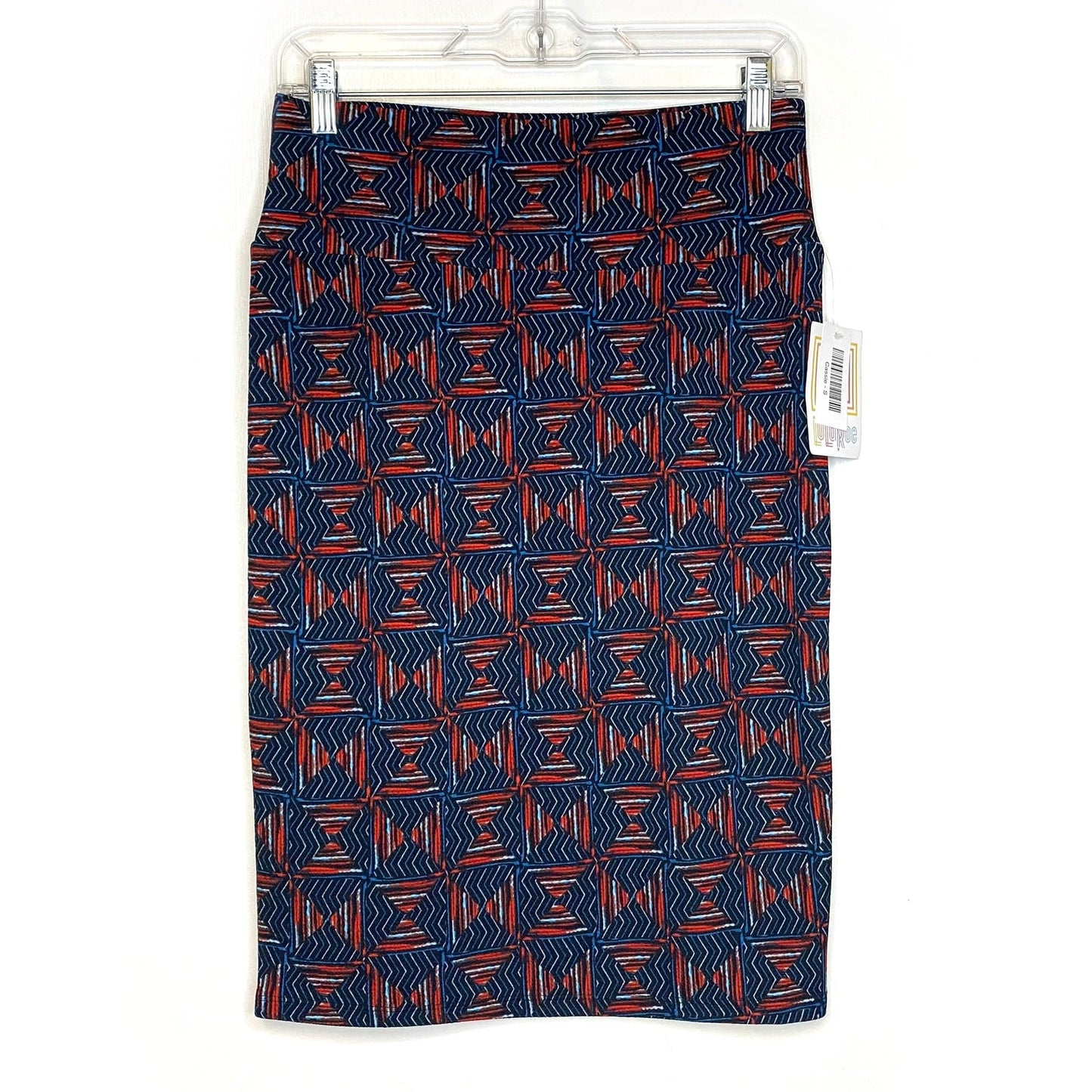 LuLaRoe Womens S Red/Blue/Black Cassie Geometric Skirt NWT