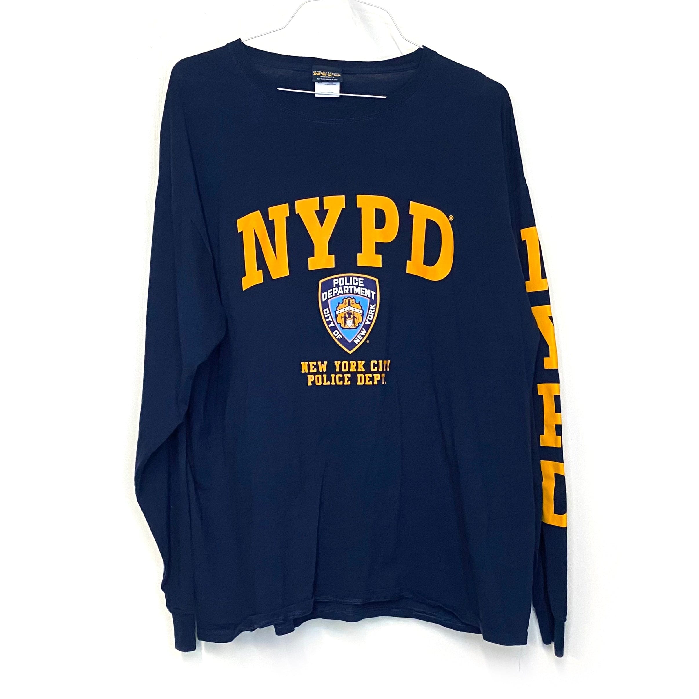 New York Police NYPD Mens Size XL Blue T-Shirt Long Sleeve EUC