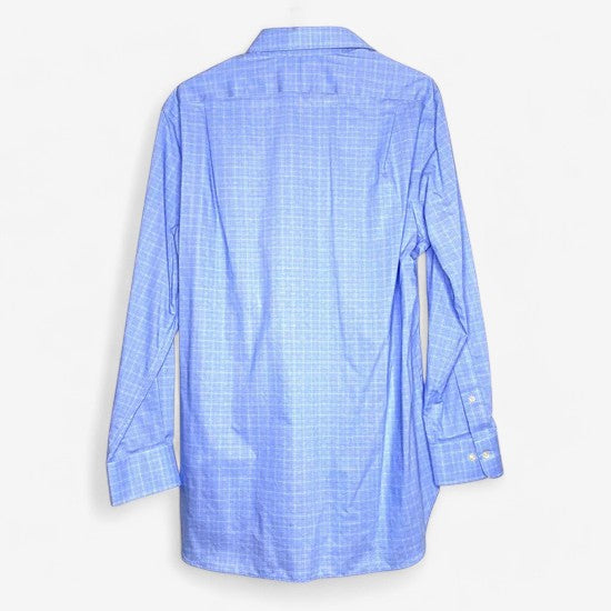 Ralph Lauren Men's Blue Box Plaid Stretch Classic Fit Dress Shirt - Size M