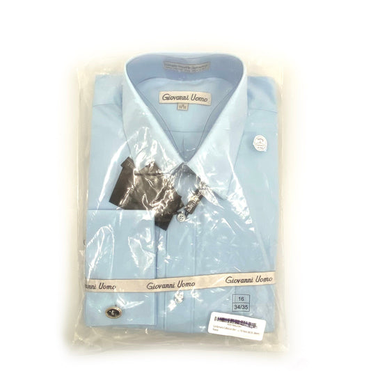 Vintage Giovanni Uomo Mens Size 16 Shirt Light Blue Button-Up L/s NEW