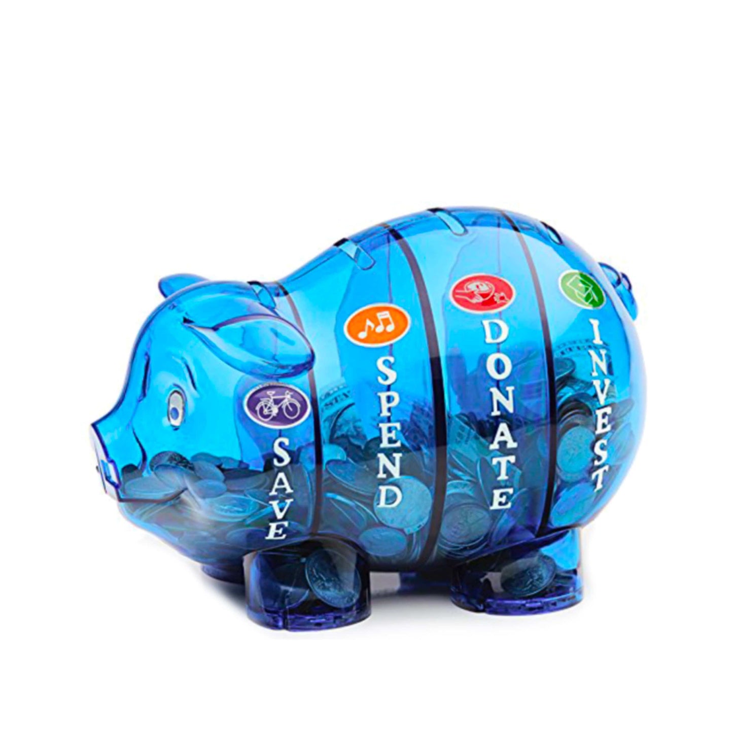 Money Savvy Pig Childrens Piggy Bank Blue Plastic NIB