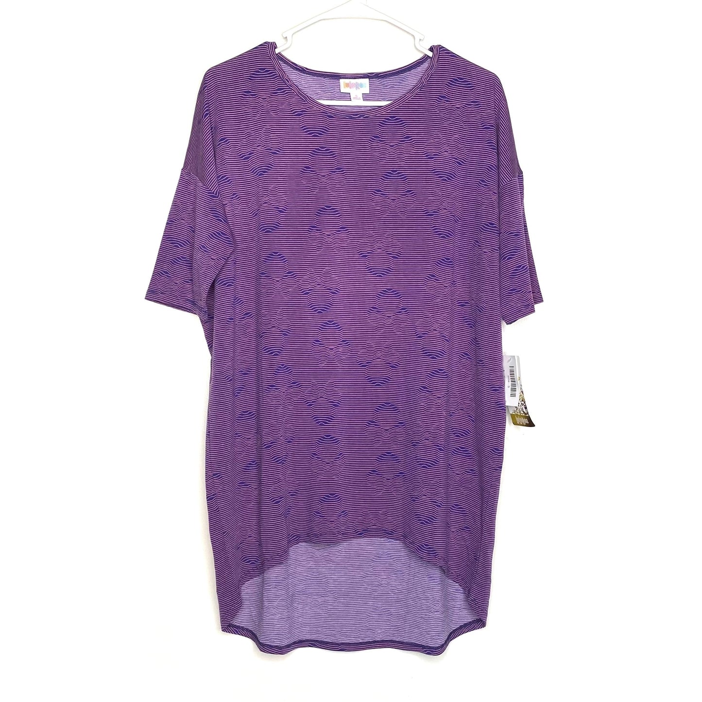 LuLaRoe Womens Size S Irma Purple Striped/Graphic T-Shirt Hidden Minnie S/s NWT