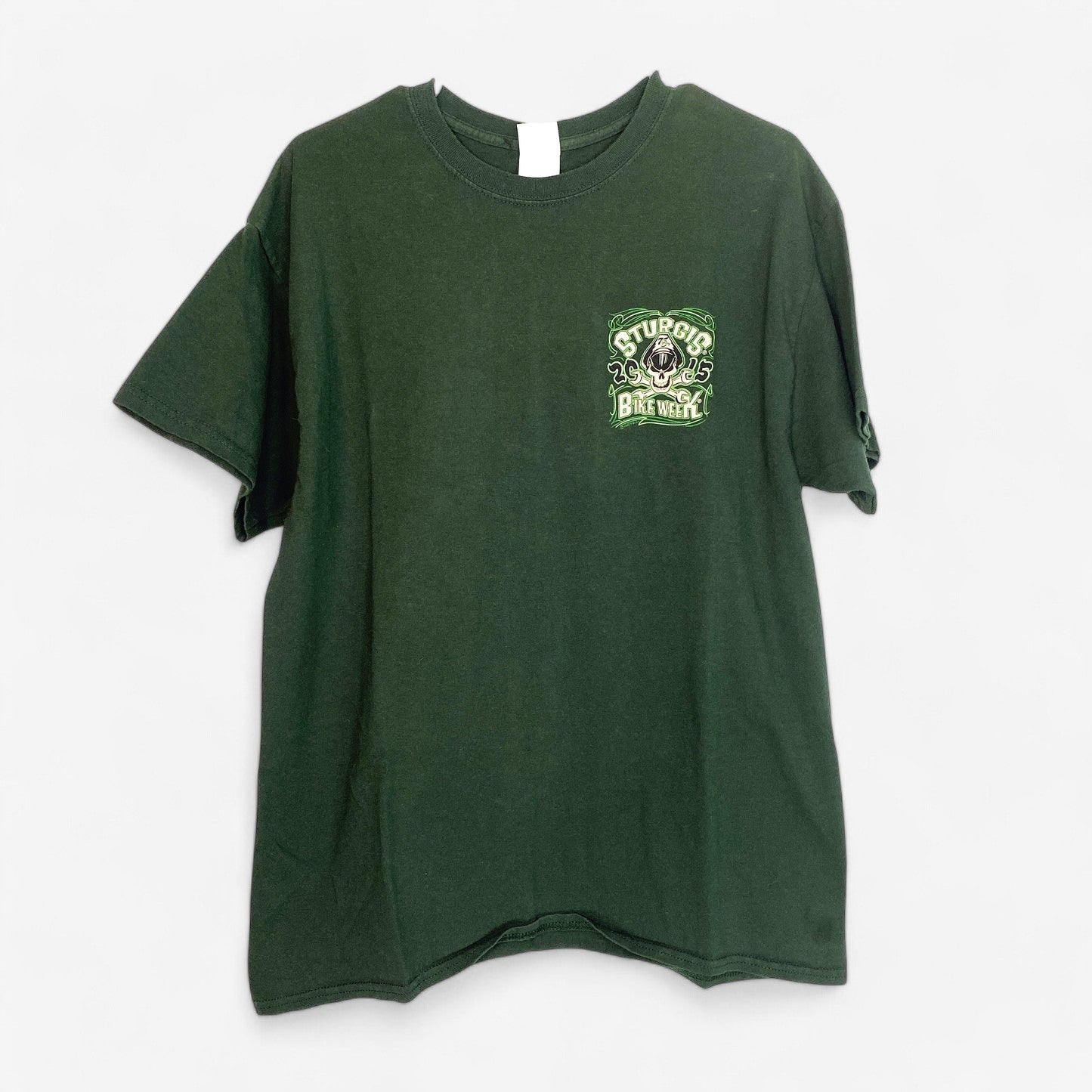 Sturgis Bike Week 2015 Men's Green Short Sleeve T-Shirt - Size L - 75th Anniversary - Pre-Owned