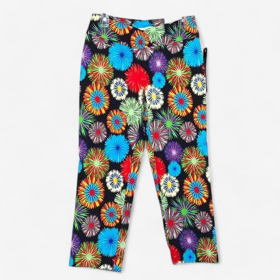 Peck & Peck Women's Retro Colorful Firework Stretch Capri Pants - Size 4