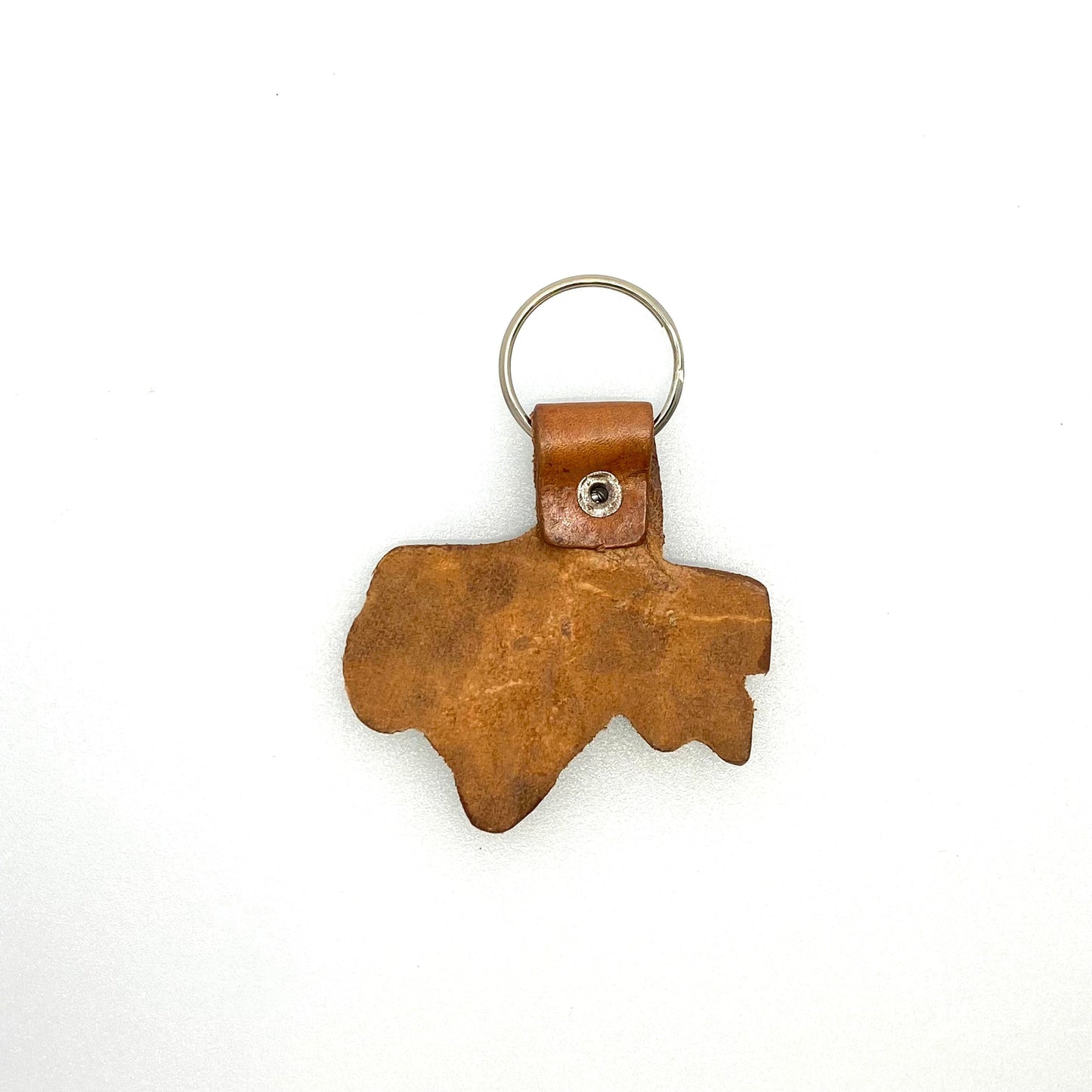 State of Texas Leather Keychain Travel Souvenir Brown Embossed EUC