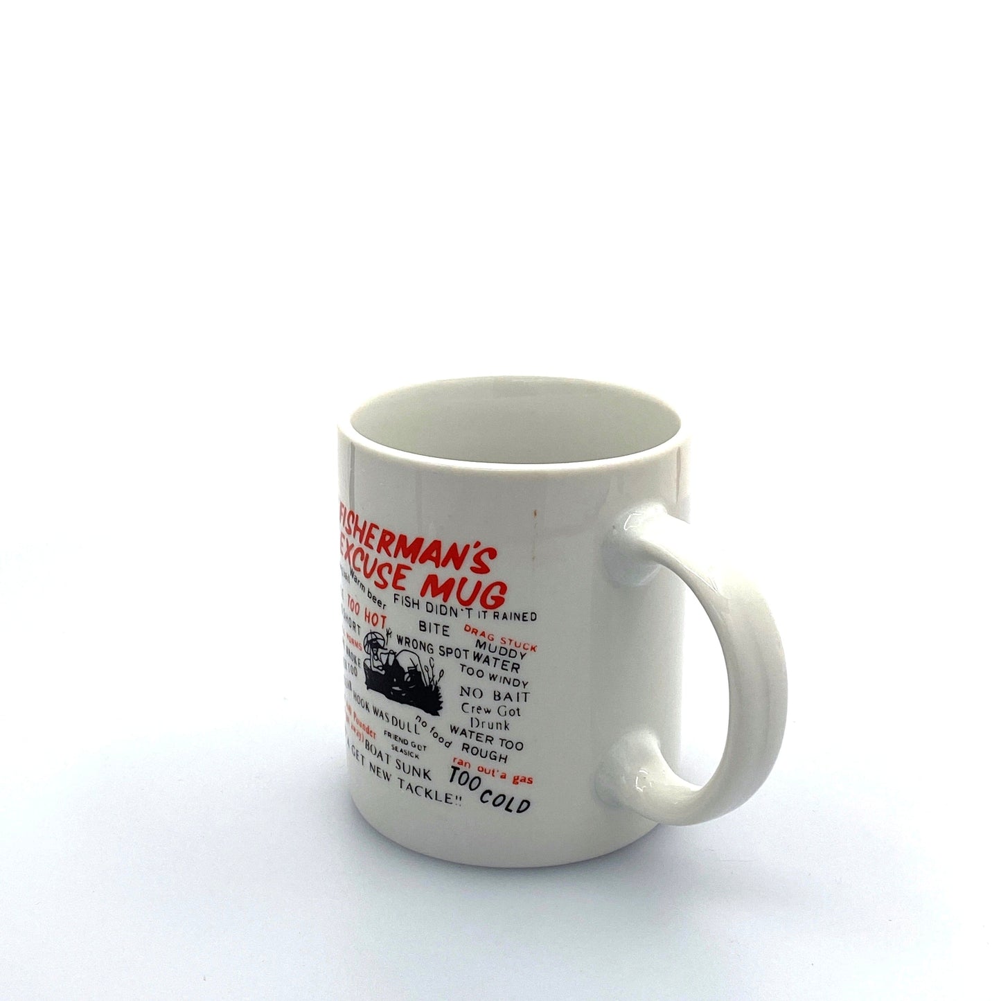 Novelty “Fisherman’s Excuse Mug” Humor White Ceramic Coffee Mug