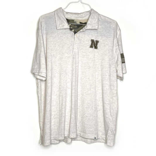 Colosseum Mens Size XL Nebraska Huskers Heather Gray Camouflage Polo Golf Shirt S/s EUC