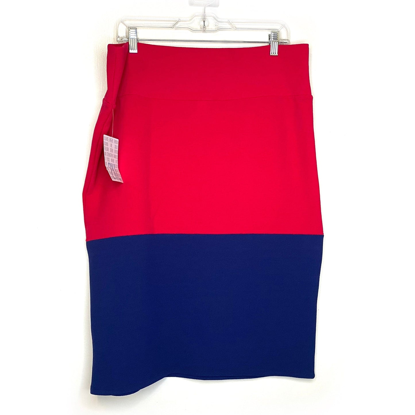 LuLaRoe Womens 2XL Hot Pink/Blue Cassie Colorblock Skirt NWT