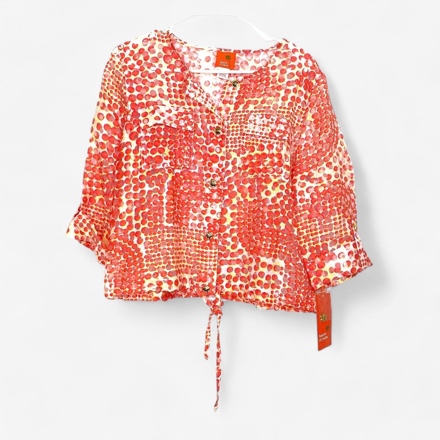 Hearts of Palm Women's Sheer Orange & White Button-Up Jacket - Size 8 - New with Tags