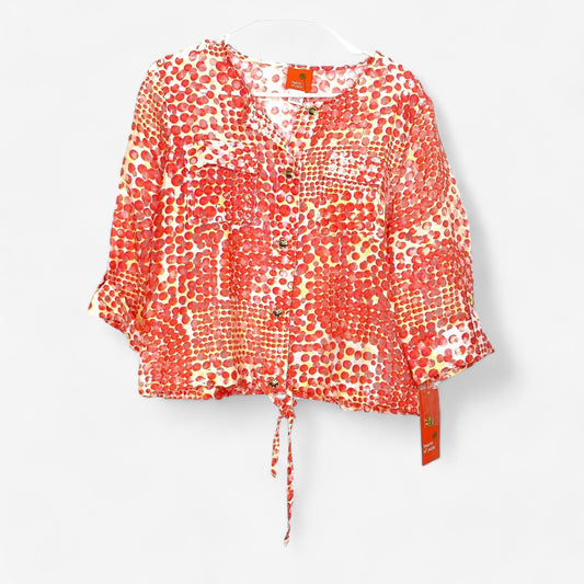 Hearts of Palm Women's Sheer Orange & White Button-Up Jacket - Size 8 - New with Tags