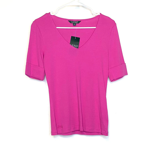 Ralph Lauren | Womens V-Neck 3/4 Sleeve T-Shirt Top | Color: Fuchsia Pink | Size: S | NWT