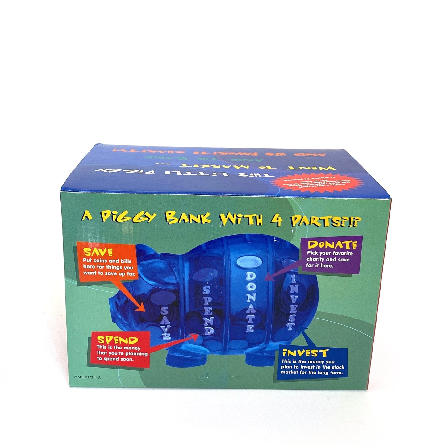 Money Savvy Pig Childrens Piggy Bank Blue Plastic NIB