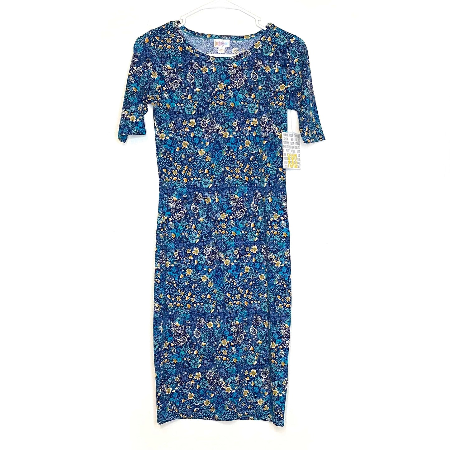 LuLaRoe Womens Size XXS Green/Yellow/Blue Paisley/Floral Julia Dress S –  Parsimony Shoppes