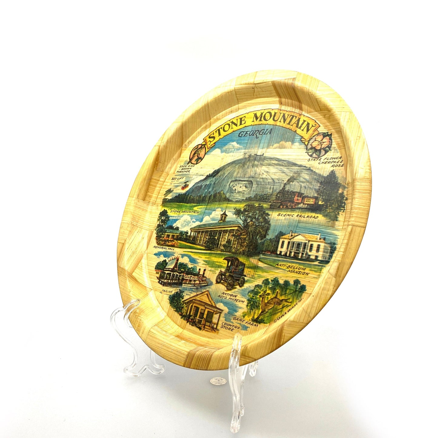 Stone Mountain Georgia Collectible Travel Souvenir Plate Women Wood Pre-Owned