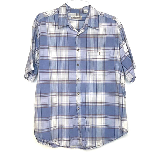 Fieldmaster Mens Size XL Blue Brown Plaid Casual Shirt s/s Pre-Owned
