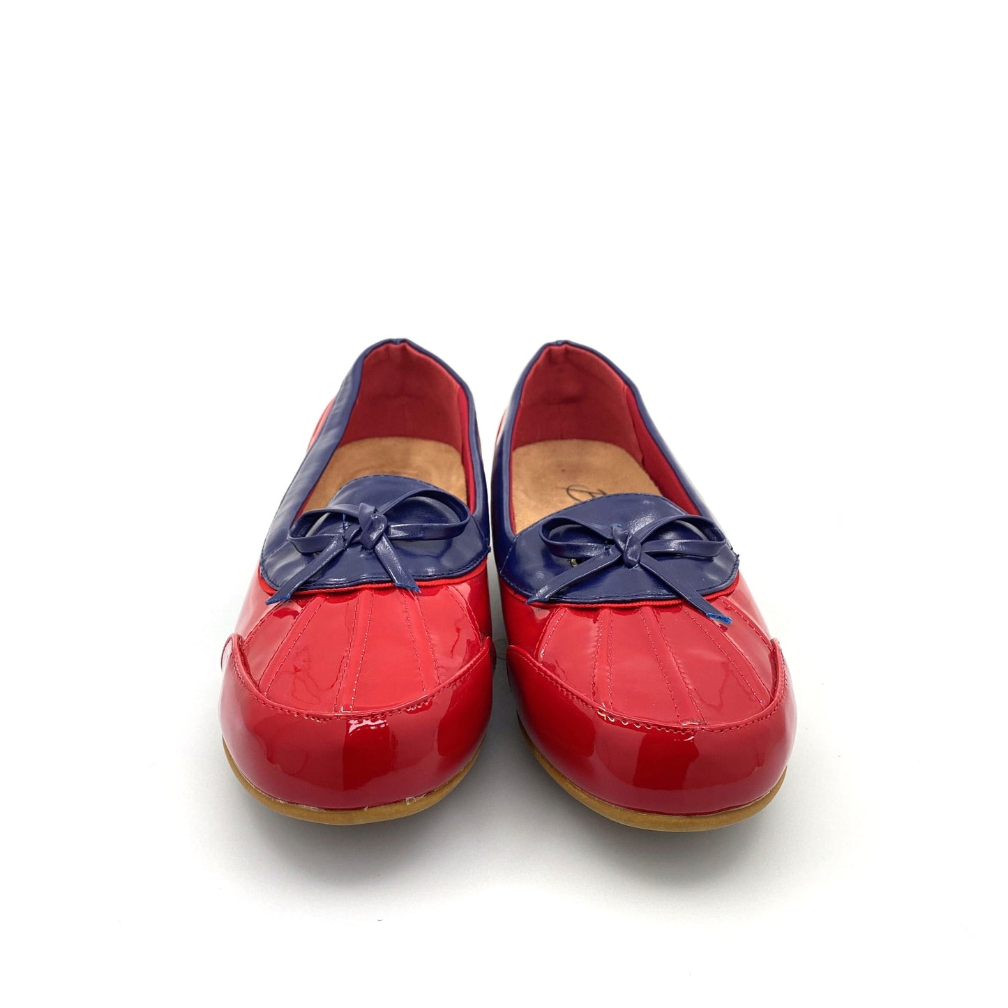 BEACON Womens Size 12M Blue/Red MISTY DUCK Rainy Rubber Shoes