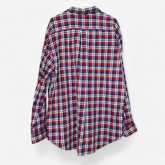 Tommy Hilfiger Men's Red, White, and Blue Flannel Button-Up Shirt - Size XXL - Long Sleeve