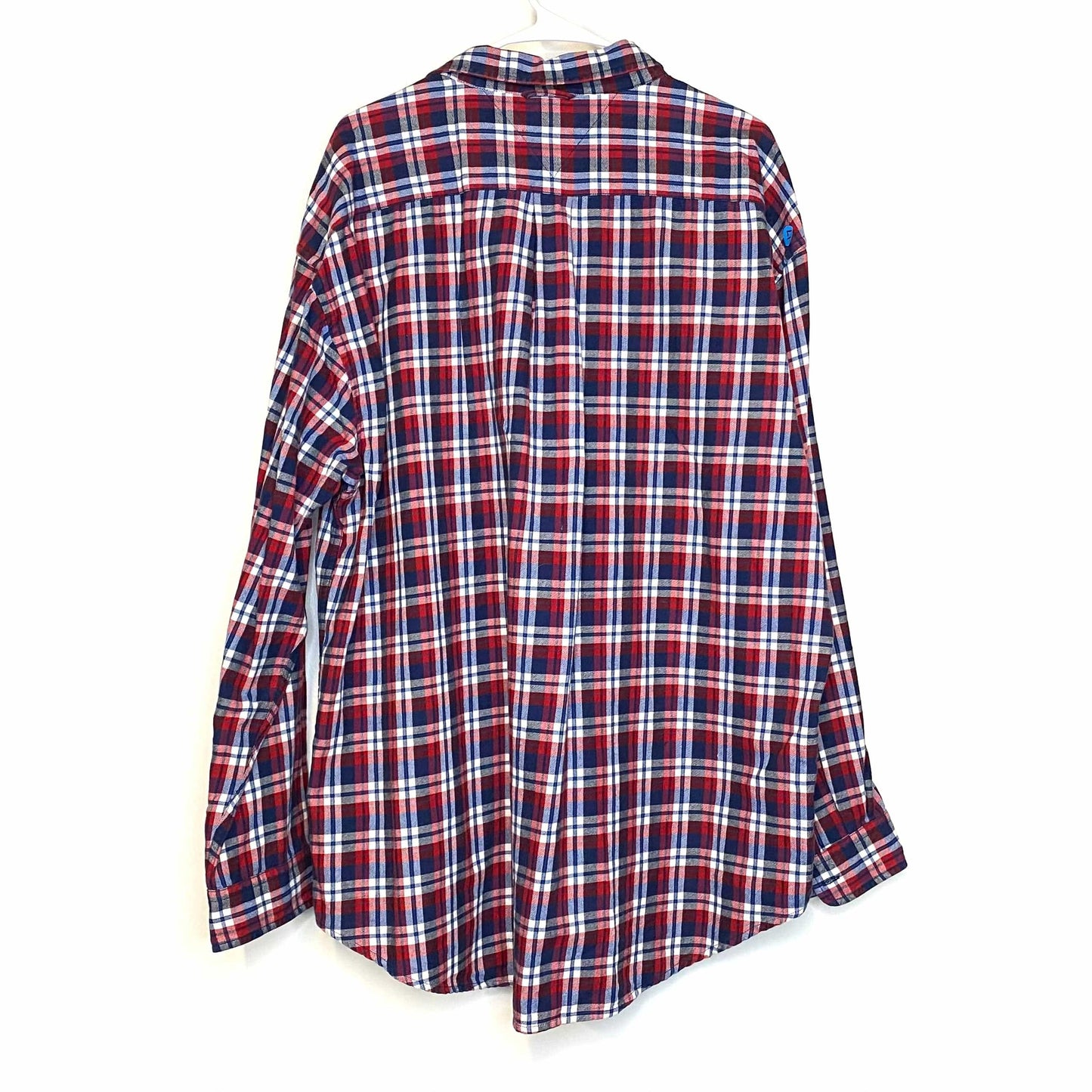 TOMMY HILFIGER Mens Size XXL Red White Blue Flannel Button-Up Shirt L/s EUC