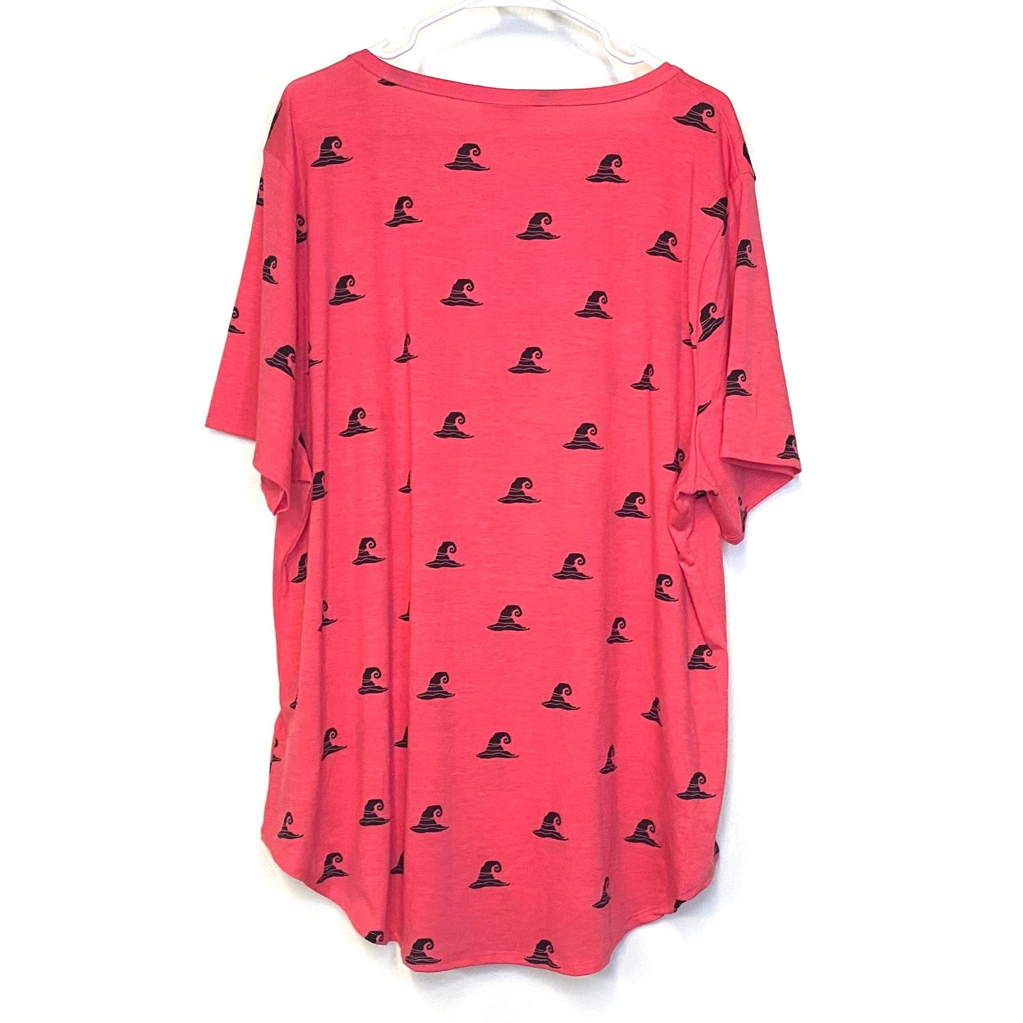 LuLaRoe Womens Size 2XL Witch's Hat Pink/Black Iris Graphic T-Shirt Shirt S/s NWT