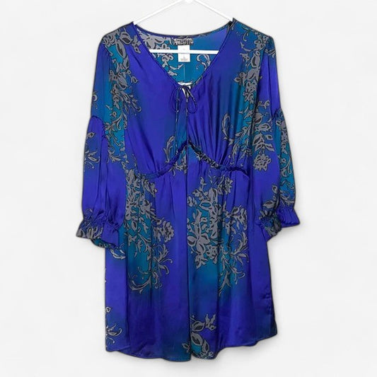 Just My Size Evolution Womens Size 1X (16W) Blue Shirt Blouse Top NWT