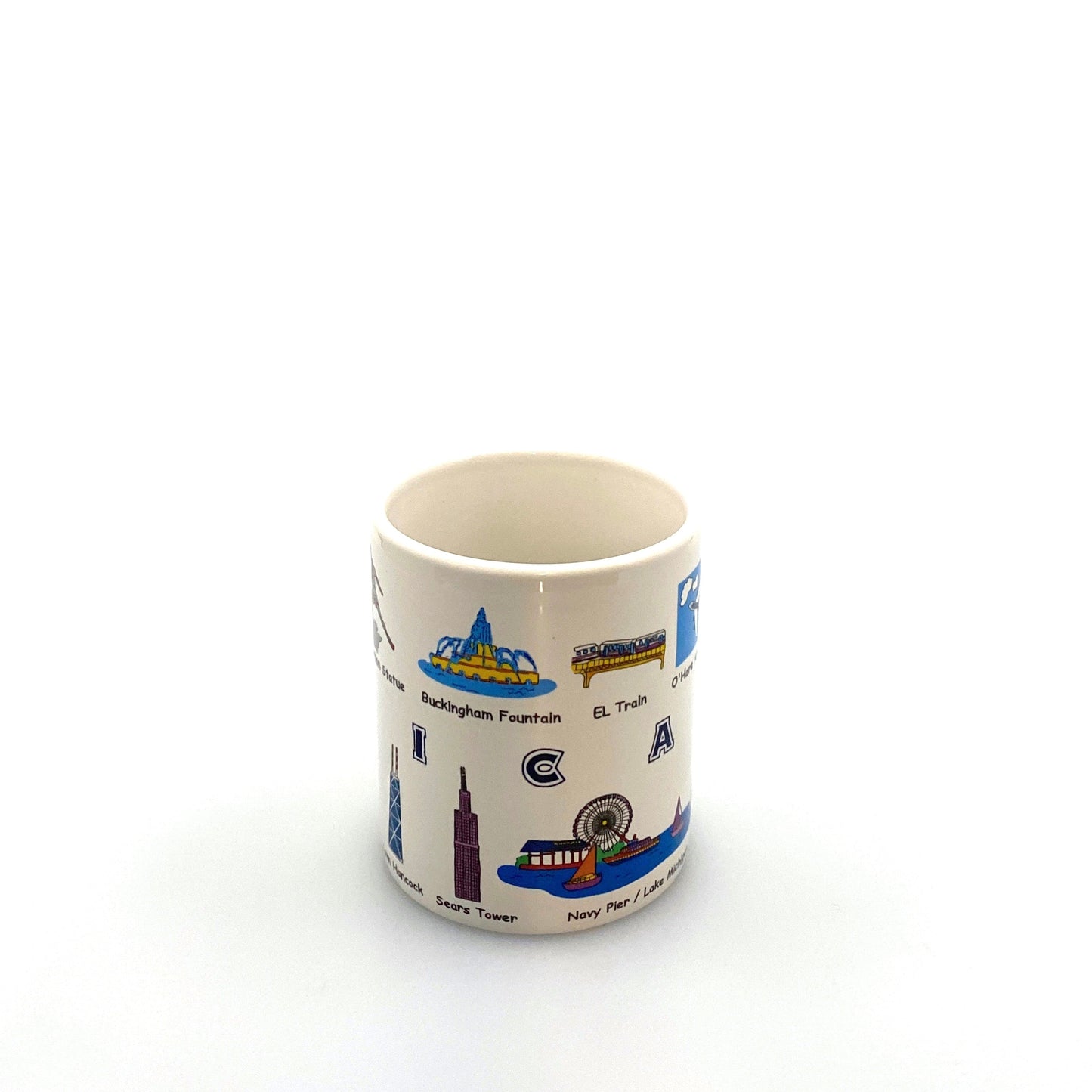 Chicago Tourism Attraction Travel Souvenir Coffee Cup Mug White Ceramic 14 Fl Oz