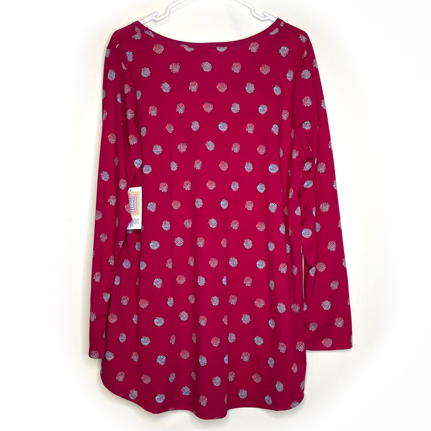 LuLaRoe Womens 2XL Red Spotted Lynnae L/s Activewear Top NWT