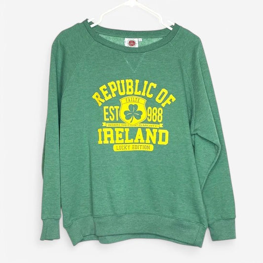 Vintage Republic of Ireland Traditional Craftwear Unisex Green Pullover Sweatshirt - Size XL