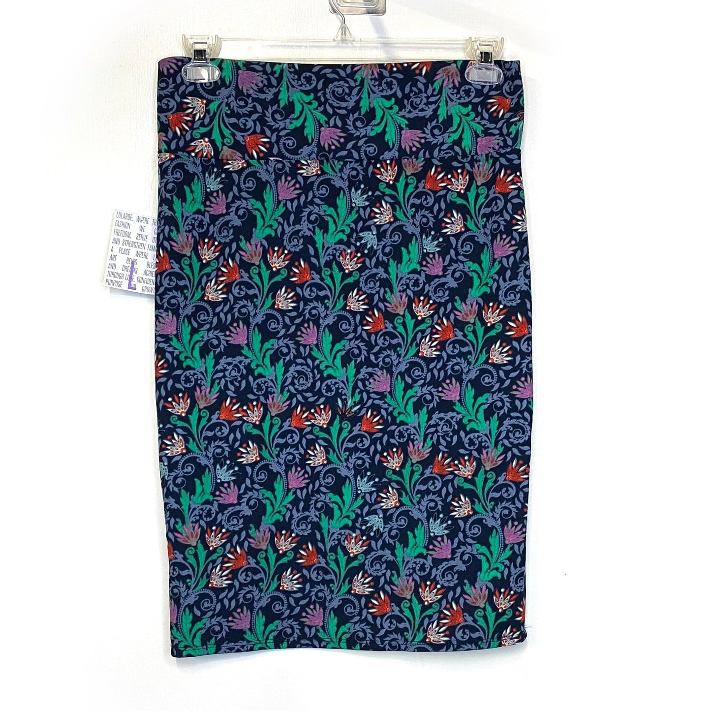 LuLaRoe Womens L Cassie Skirt Blue/Green/Red Floral NWT