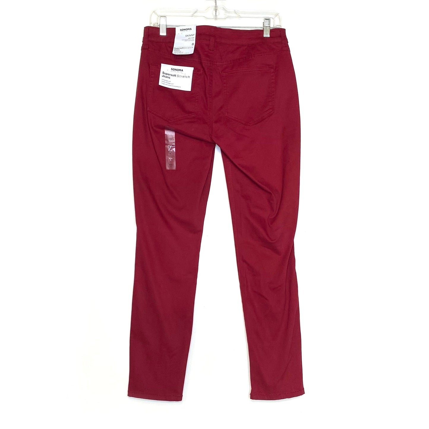 Sonoma Womens Supersoft Stretch Skinny Jeans 8 Red Denim Mid Rise NWT