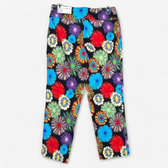 Peck & Peck Women's Retro Colorful Firework Stretch Capri Pants - Size 4