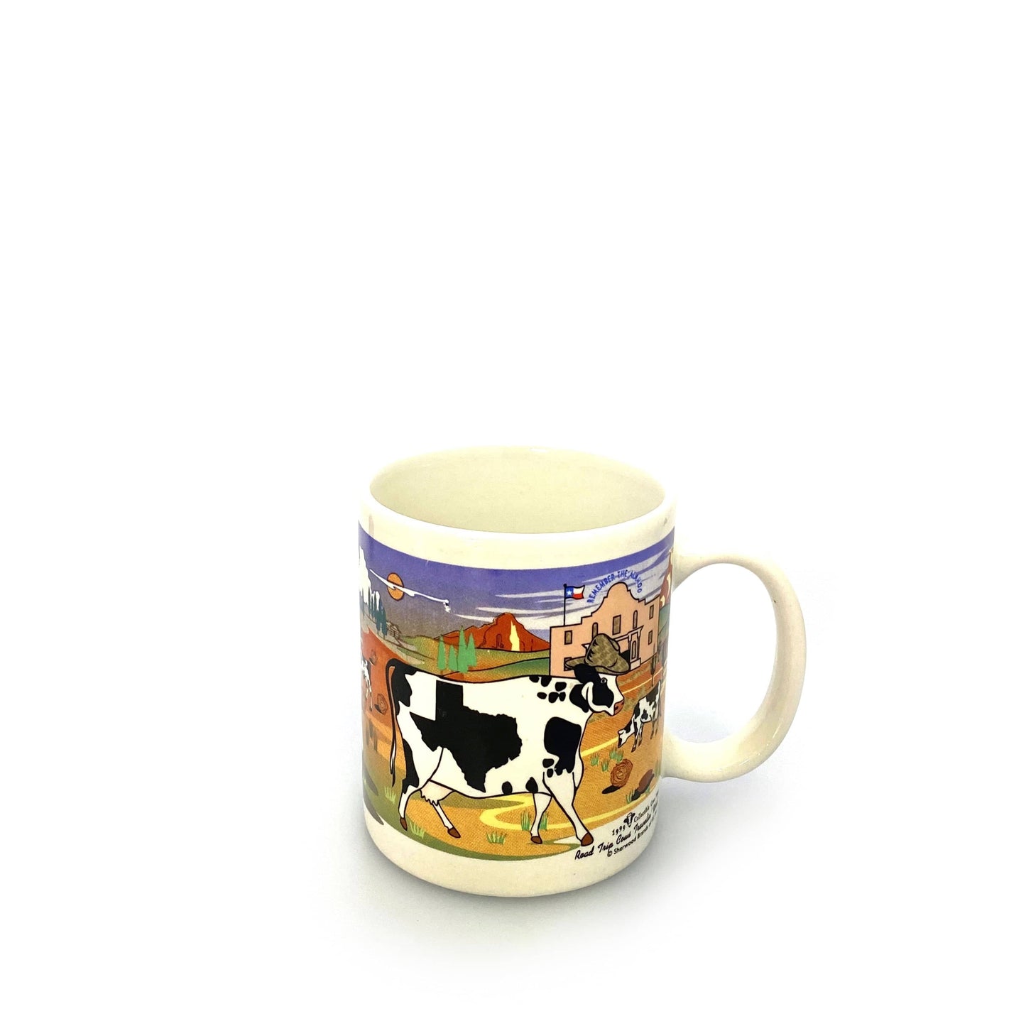 Road Trip Cows Travelin’ West White Ceramic Coffee Cup 12 Fl Oz