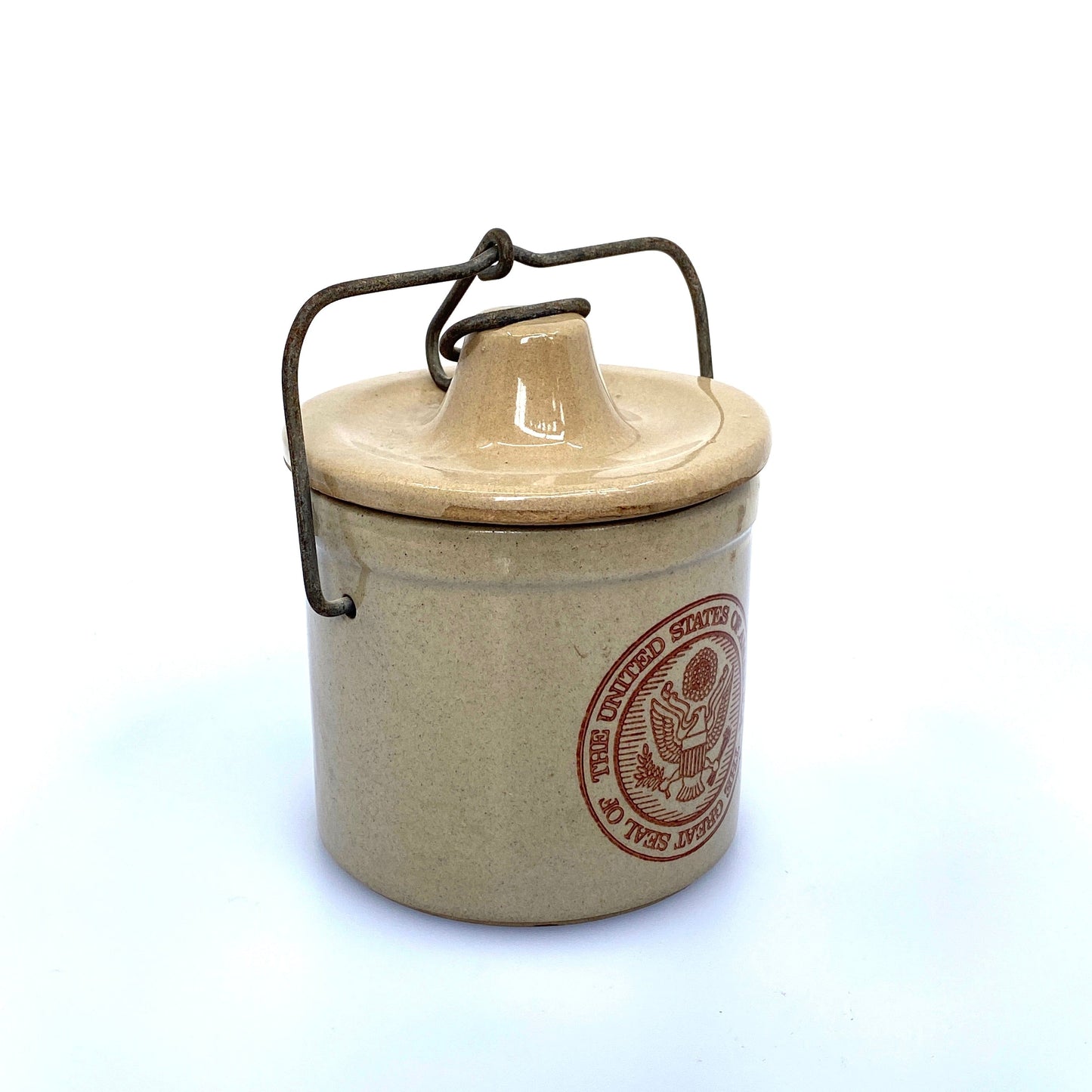 Stoneware Butter Jar Cheese Crock The Great Seal of The United States Of America