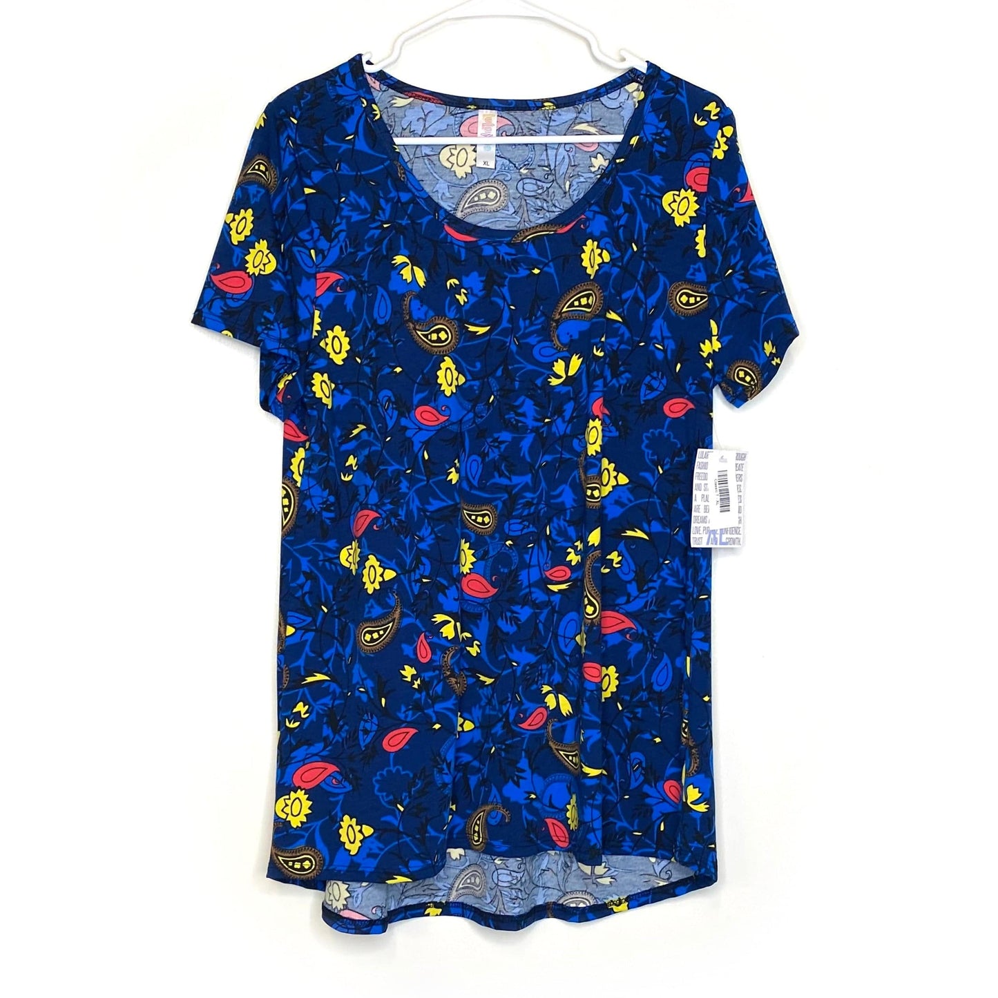 LuLaRoe Womens XL Blue Classic T Floral T-Shirt S/s NWT