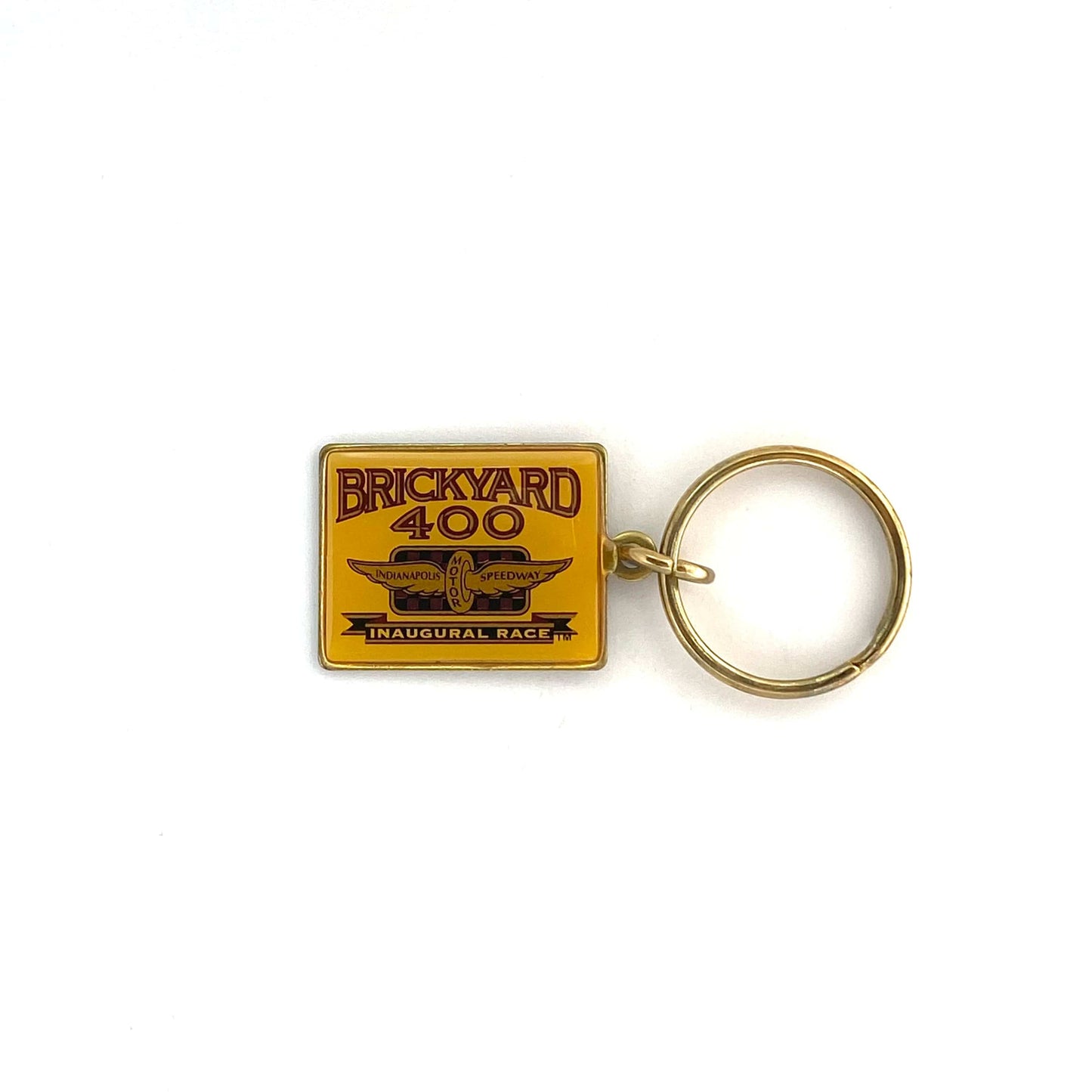 Vintage Brickyard 400 Inaugural Race Enamel Keychain Key Ring Indianapolis Motor Speedway