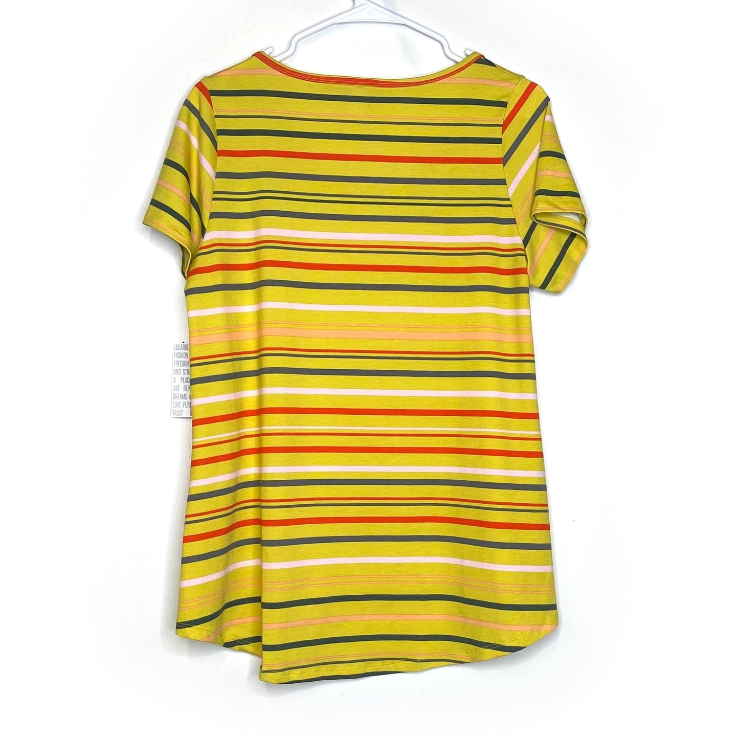 LuLaRoe Womens M Yellow/Multicolor Classic T Striped T-Shirt S/s NWT