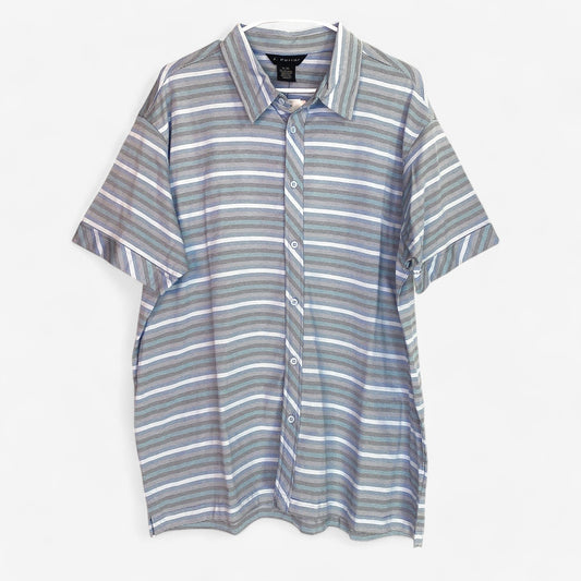 J. Ferrar Men's Blue Striped Short Sleeve Button-Up Casual Shirt - Size XL - NWT