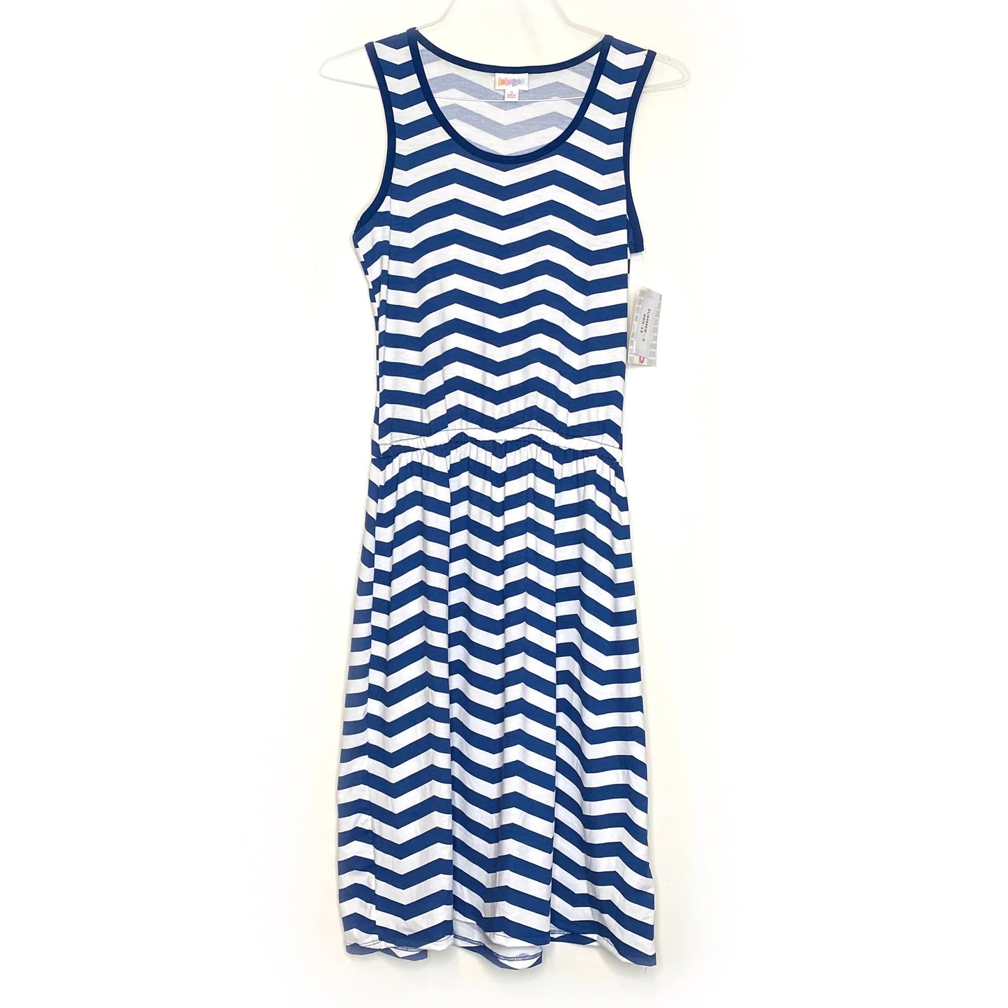 LuLaRoe Womens S Blue/White Summer Chevron Tank Sleeveless NWT