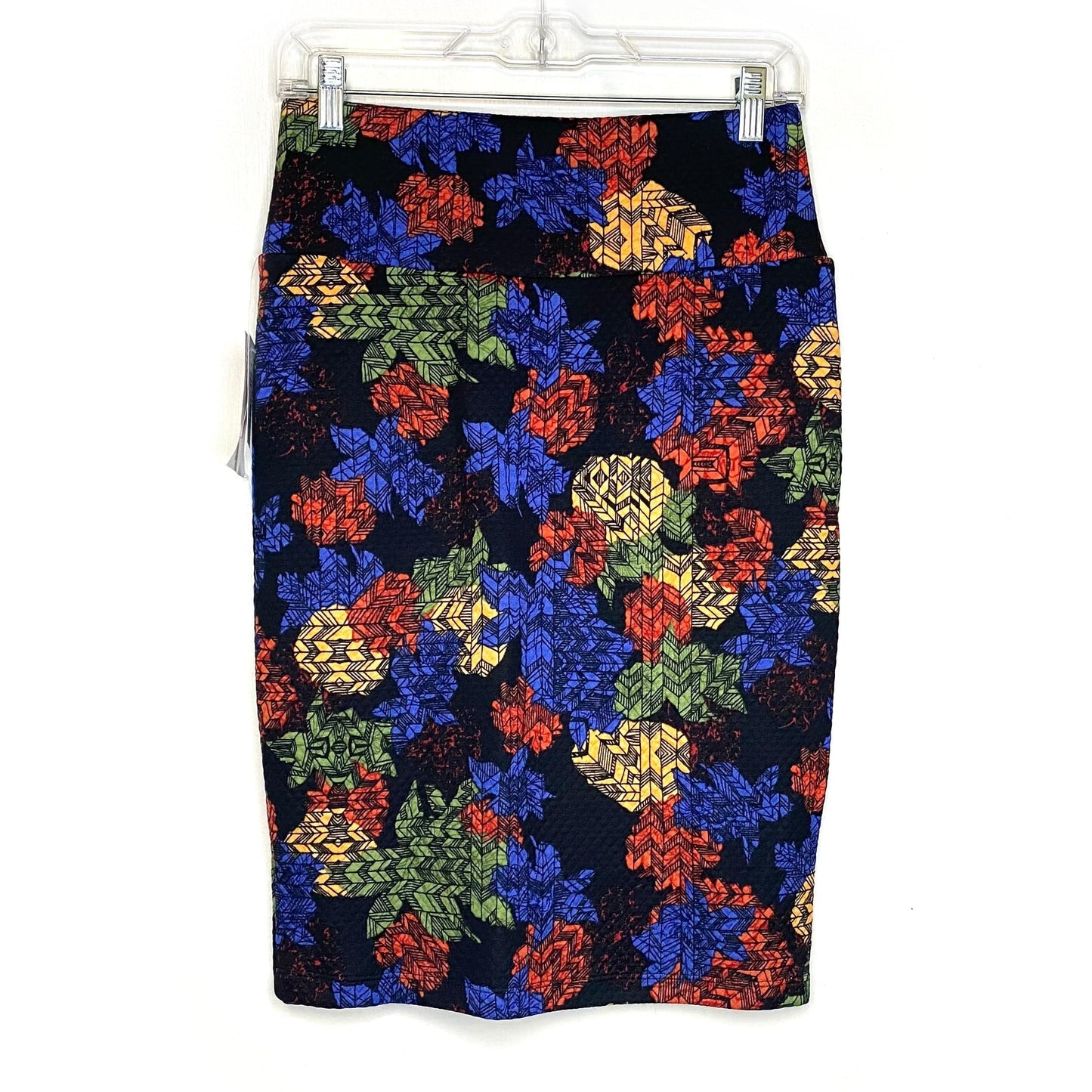 LuLaRoe Womens S Blue/Red/Black Cassie Abstract/Floral Skirt NWT