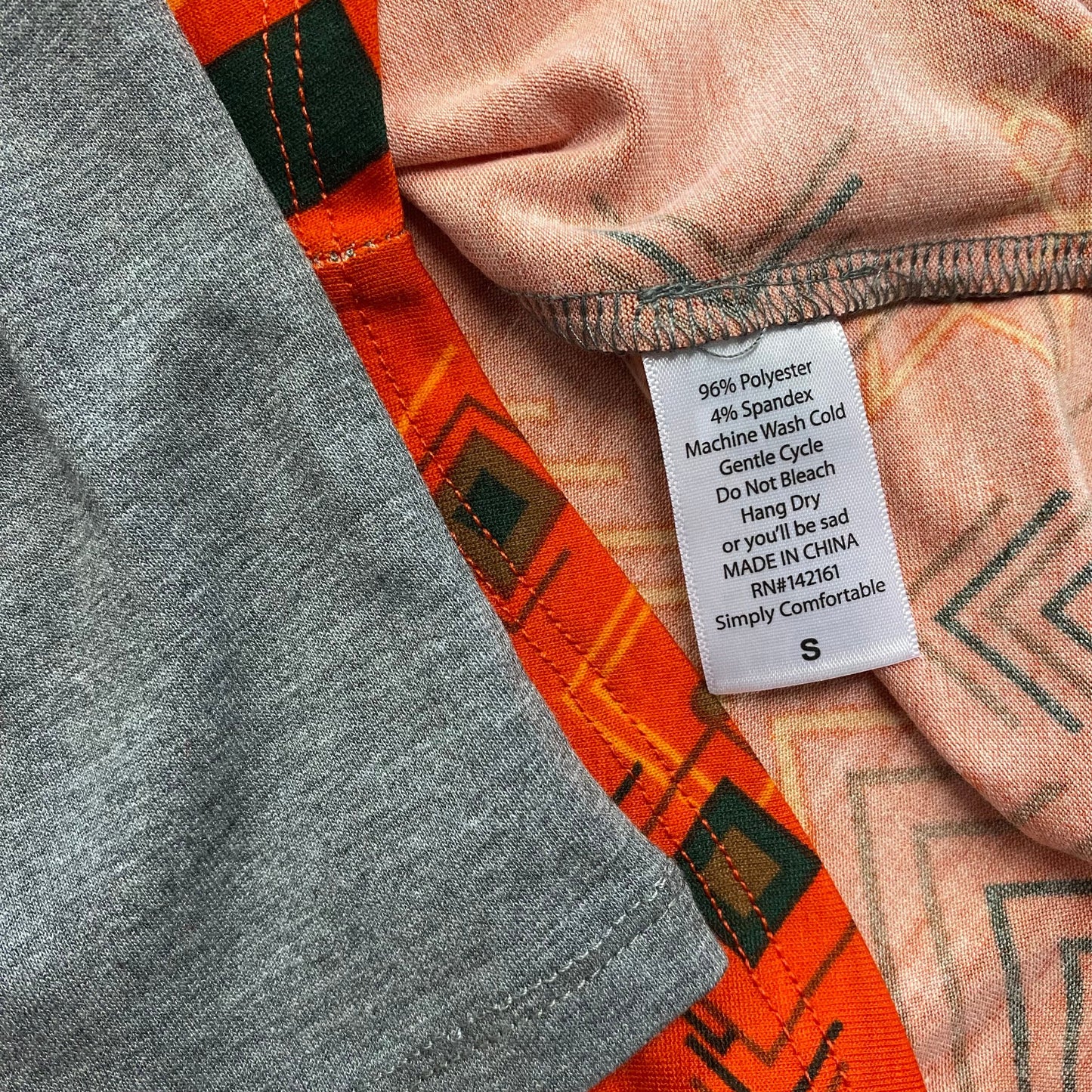 LuLaRoe Unisex S Orange/Gray Randy Chevron/Geometric Raglan T-Shirt ¾ Sleeves NWT