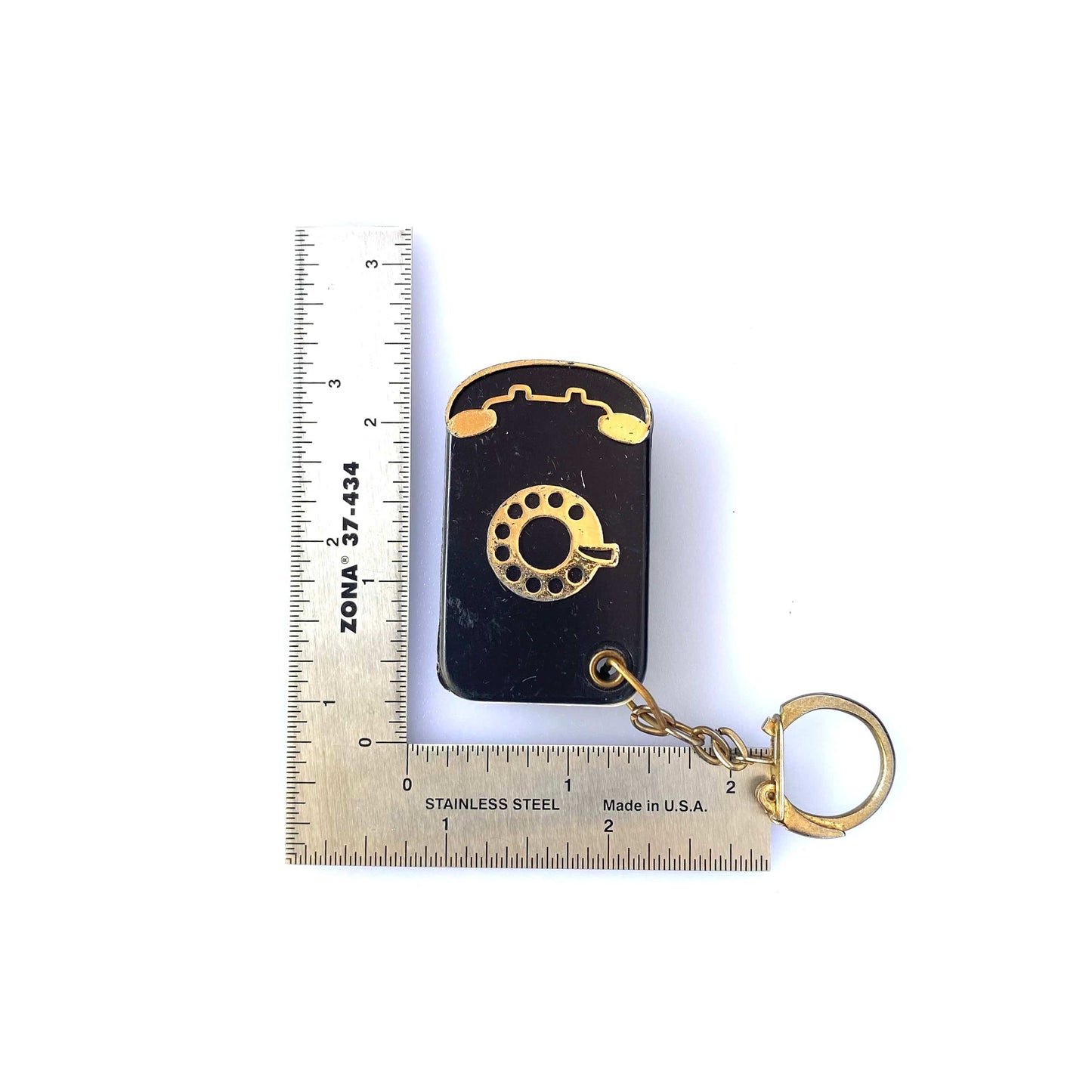 Vintage Telephone Book Keychain Key Ring Black Plastic