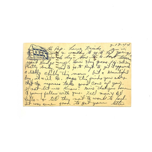 Vintage Postal Card - “Hi Pop” Personal Lincoln, Nebraska 1944 USO