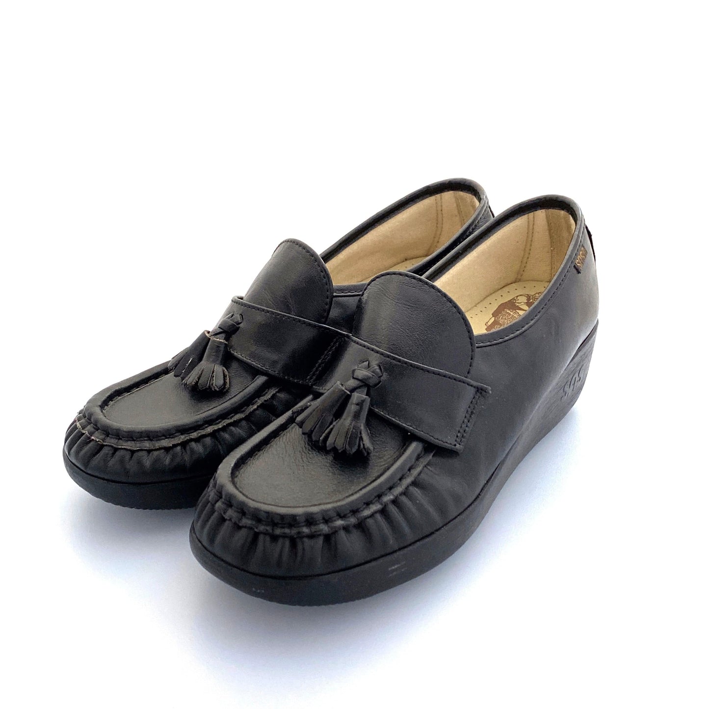 SAS Magic - Womens Tassel Loafers, Size 7N, Black Comfort Shoes Leather Lace Up NIB