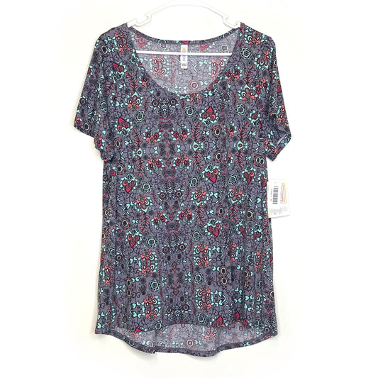 LuLaRoe Womens XL Heather Purple Classic T Floral T-Shirt S/s NWT