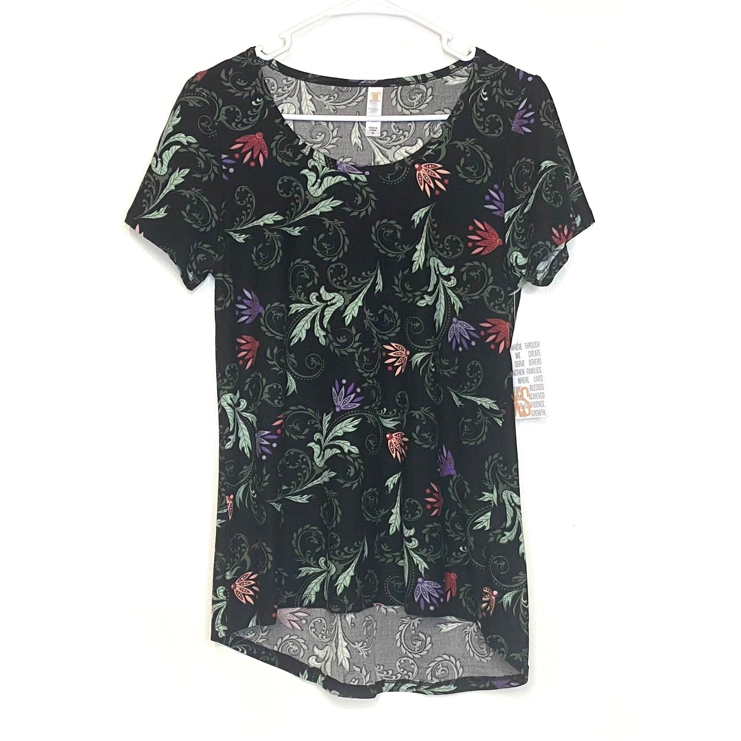 LuLaRoe Womens XS Black Classic T Floral T-Shirt S/s NWT