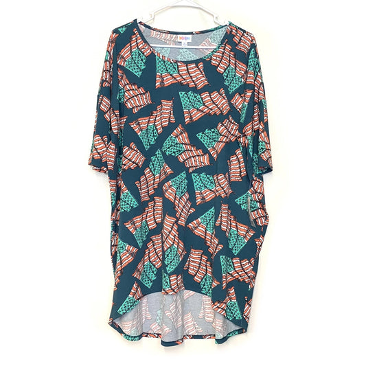 LuLaRoe | Irma American Flags S/s Top | Color: Basil Green | Size: XL | UNICORN | NWT