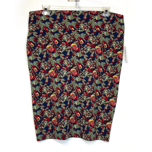 LuLaRoe Womens 3XL Cassie Skirt Red/Blue/Green Floral NWT