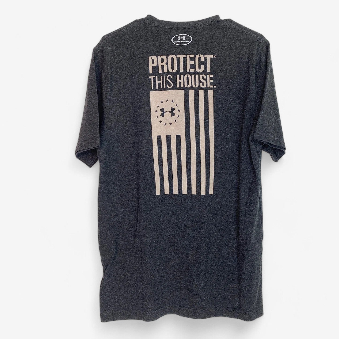 Under Armour Men's Gray 'Protect This House' T-Shirt - Size M - American Flag Graphic