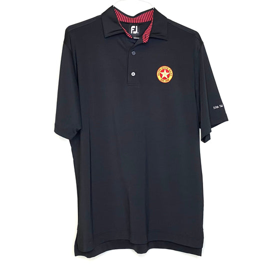 FootJoy Mens Size M Black Polo Golf Shirt “Happy State Bank” S/s
