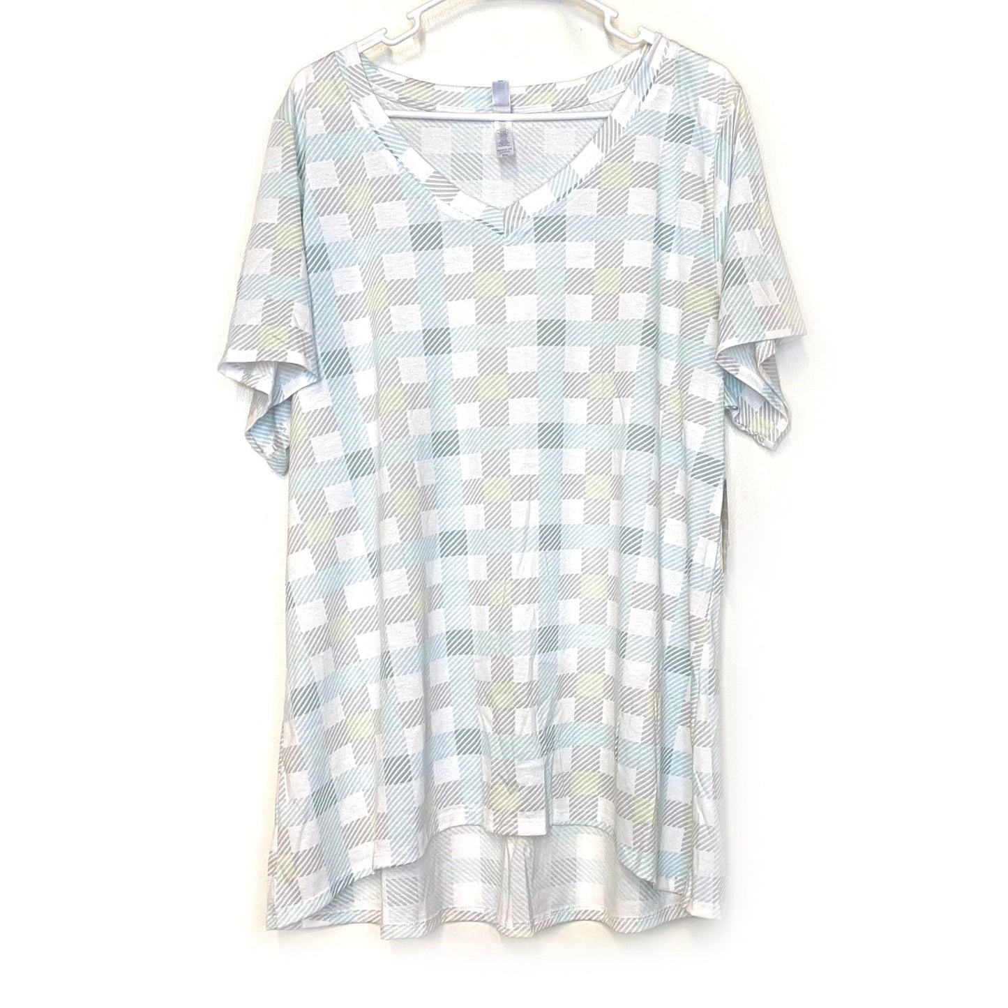 LuLaRoe Womens Size 3XL Gray/Blue Multicolor Christy T Plaid T-Shirt Shirt S/s NWT
