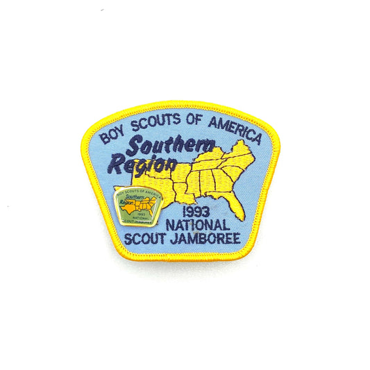 Vintage Boys Scouts of America “Southern Region 1993 National Jamboree” Badge Patch & Pin Diamond NEW